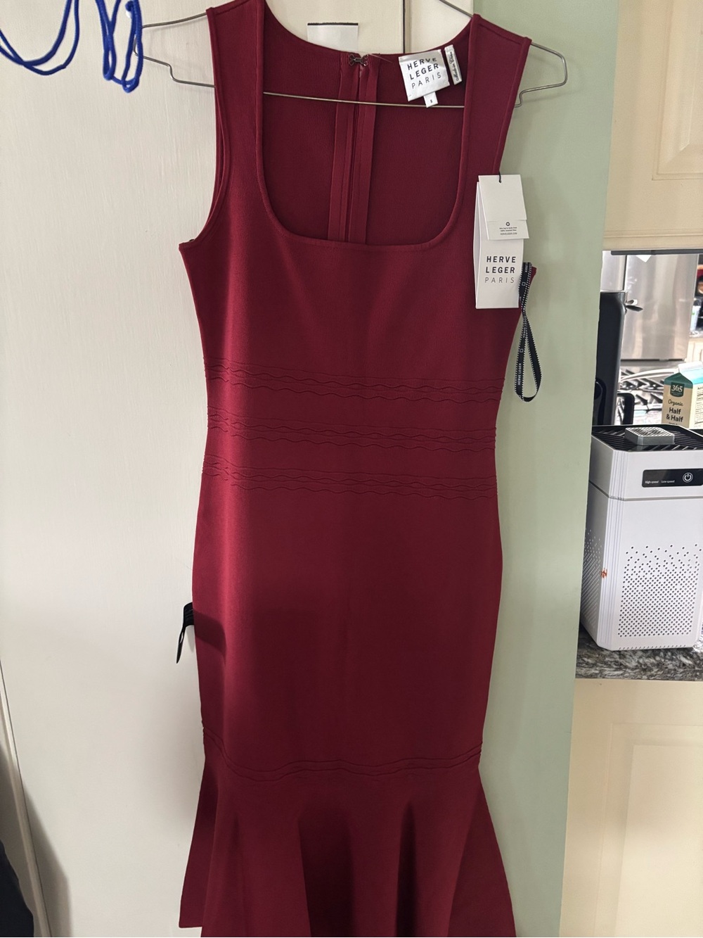 Herve Leger Sleeveless Wine Midi Dress - Picture 8 of 14